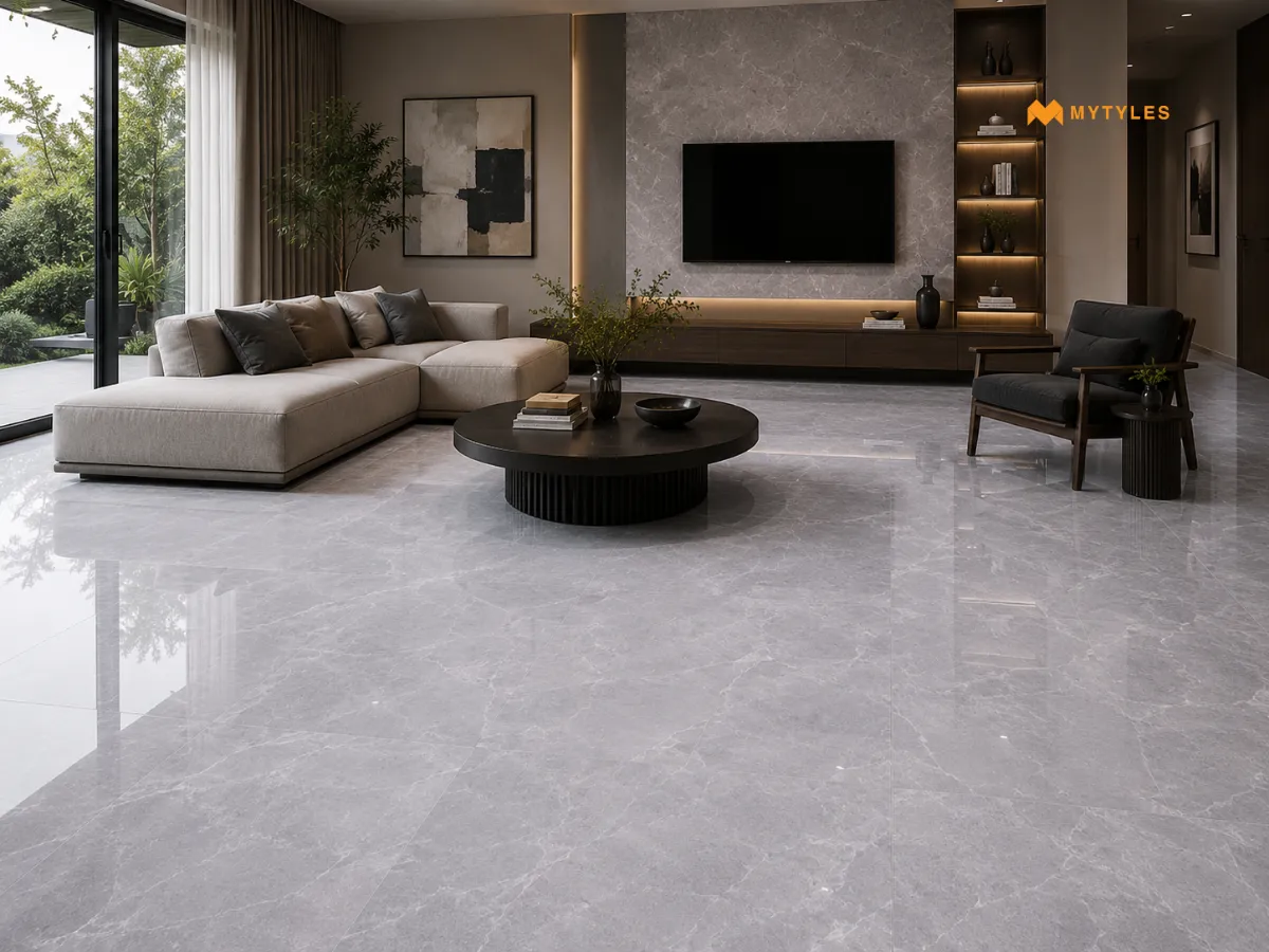 Glacier Grey Marble Tiles in Living Room